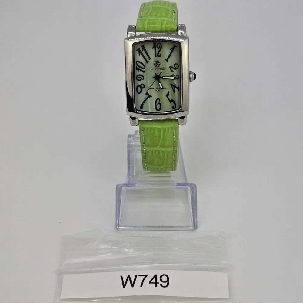 Pastorelli Women's Watch 28MM Gray Dial Green Leather Band Straps New‎ Battery